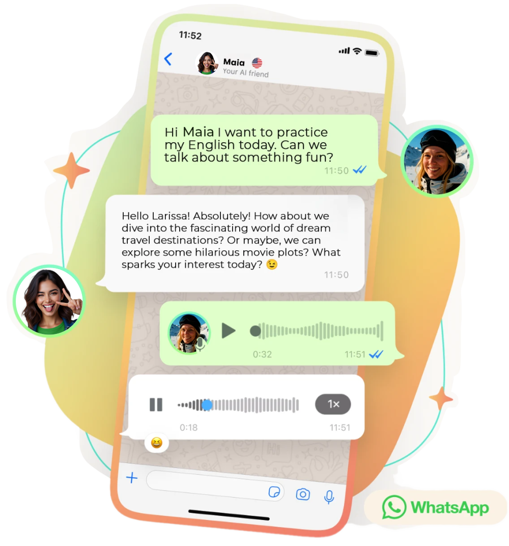 Exemplo de conversa com a Maia no WhatsApp